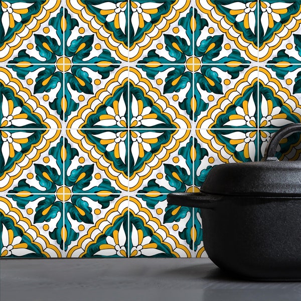 Moroccan Hand Crafted Tile Stickers  |  Peel and Stick Kitchen Backsplash, Bathroom, Floor  |  Removable  |  FREE SHIPPING!!!