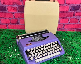 CUSTOM FULLY FUNCTIONAL 1970s Brother Charger 11 Typewriter x Lavender Purple x Steel Body x Ready to use out of box x New Ribbon