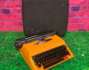 CUSTOM FULLY FUNCTIONAL Vintage Typewriter x Retro Orange x Vintage Sears Achiever x New ribbon x Ready to Use Out of Box x Carrying Case