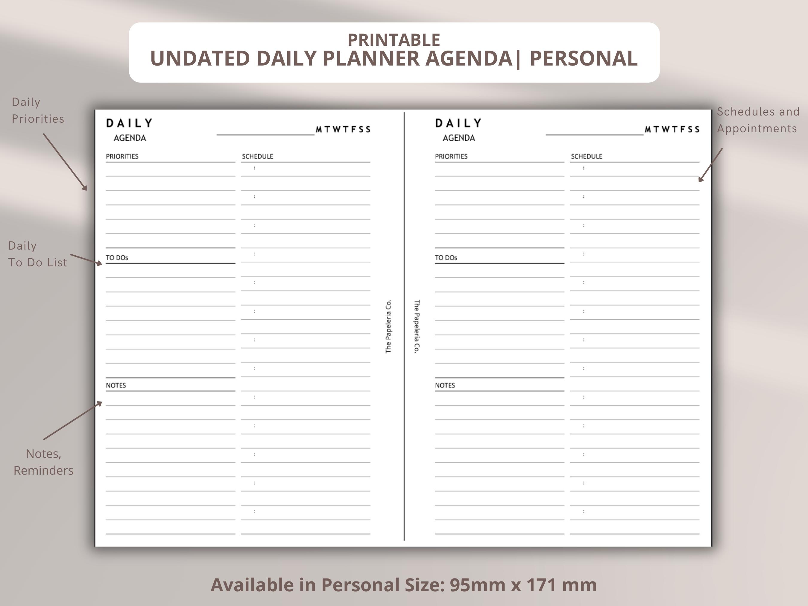 Personal Undated Daily Planner Insert - Etsy
