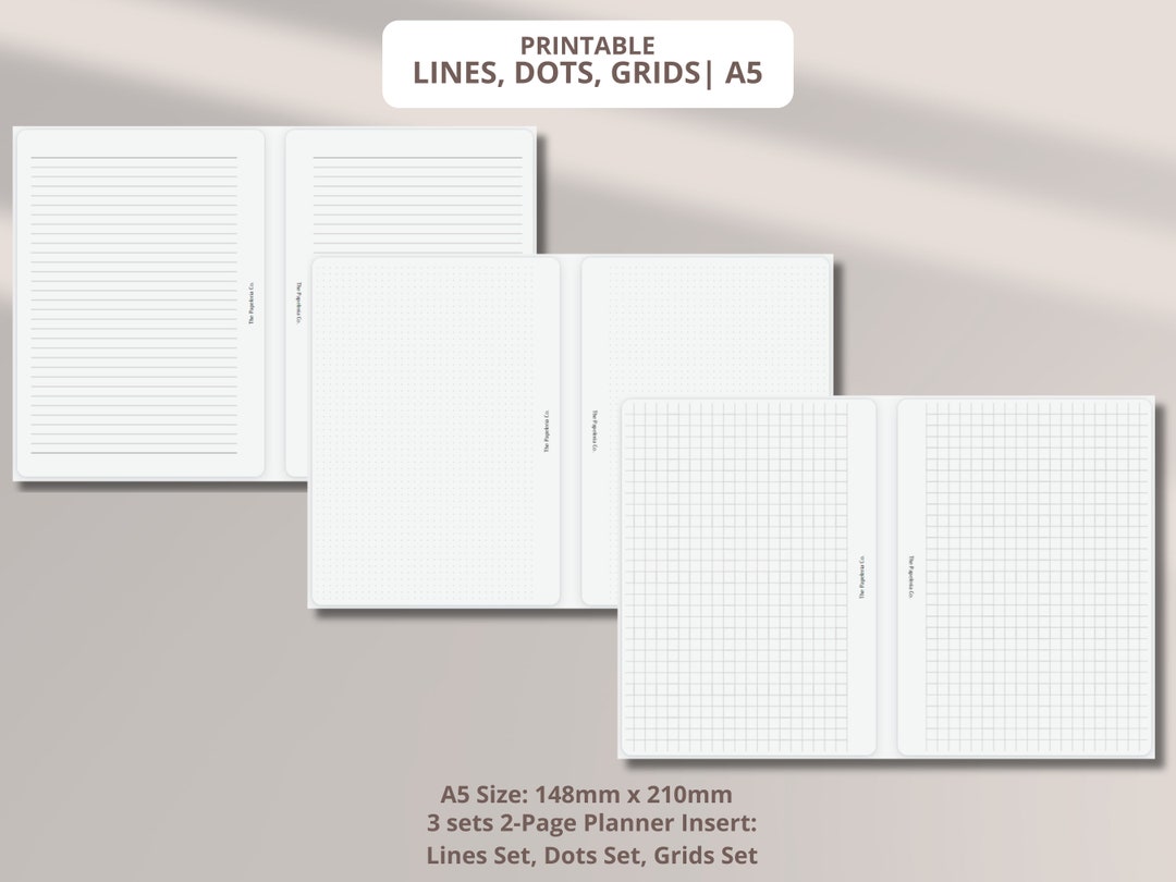 Planner Grid Line A5 Lines, Dots, Grids Planner Inserts - Etsy