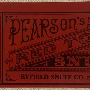 Antique Vintage Pearson&#39;s Snuff Tobacco Label, Byfield, MA 1910s - 1930s
