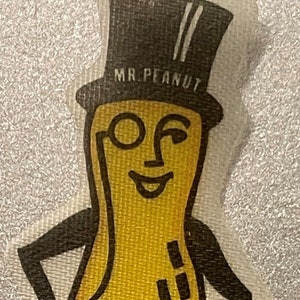 Vintage 1950s Planters Mr. Peanut Cloth Sticker, RIP to another American Icon