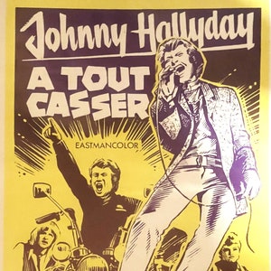 Póster de la película "Rompiendo el hielo" de Johnny Hallyday, de 1968, de Tout Casser, Bélgica.