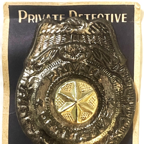 Antique Vintage 1950s Tin Special Police - Private Detective Badge on Original Card!