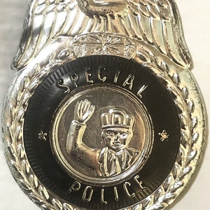 Antique Vintage Large 1950s Tin Special Police Badge, Nostalgic Memorabilia!