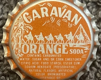 Tapa de botella de refresco de naranja Caravan vintage • Carolina del Norte • NOS de la década de 1970