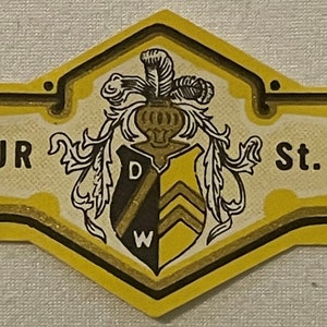 Antique Vintage 1920s - 1930s St Benoit Liqueur Neck Label, Yellow Ornate Label!