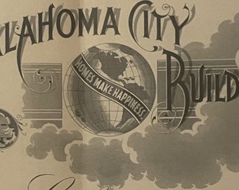 Cuadro antiguo de 1923-1924 de certificados de acciones de la compañía de préstamos y construcción de Oklahoma City.