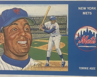 Vintage 1980s Tommie Agee NY Mets Postcard 1969 World Series