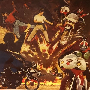 ¡Póster de película raro vintage de 1976 Super Riders, Les 3 Fantasiques Supermen Bélgica!