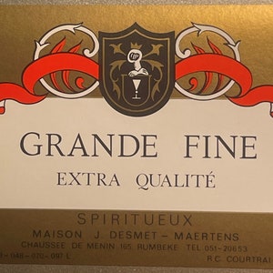 Antique Vintage 1920s Grande Fine Extra Qualite Wine Label, Elegant!