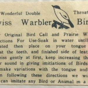 Vintage 1950s Famous Wonderful Double Throat - Swiss Warbler Bird Animal Call! Collectibles Antique Collectible Items |