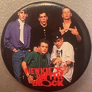 Vintage 1980s New Kids on the Block Band Picture Pin, Boston, MA, NKOTB, Pose