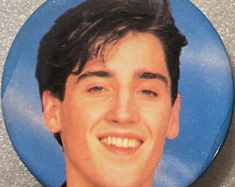 Vintage New Kids on the Block Pin, Jonathan Knight, Boston, MA 1980s NKOTB Blue