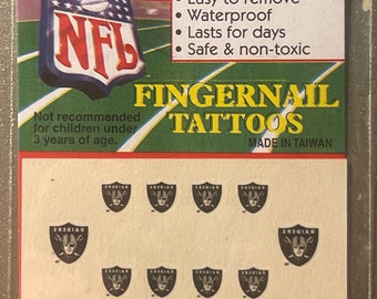 Vintage 1997 NFL Fingernail Tattoos Oakland, Las Vegas Raiders, It's Football Season!!!
