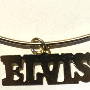 Vintage 1970s Gold Colored Elvis Choker, Necklace, King of Rock and Roll