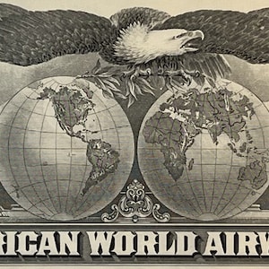 Vintage Teal Pan Am American World Airways Stock Certificate American Icon RIP