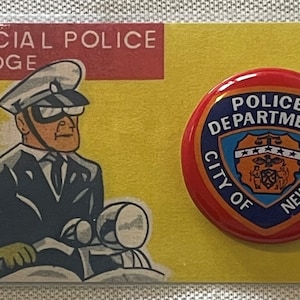 Vintage 1950s Tin Litho Special Police Badge New York Police Dept., Unique Americana!
