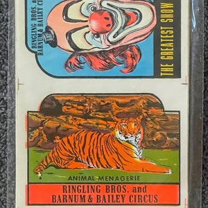 Vintage 1950s Ringling Bros. Barnum & Bailey Circus Calcomanías, Payasos, Tigres, Circo de 3 Anillos