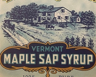 Rare Antique 1910s New England Vermont Maple Sap Syrup Label NOS Boston MA