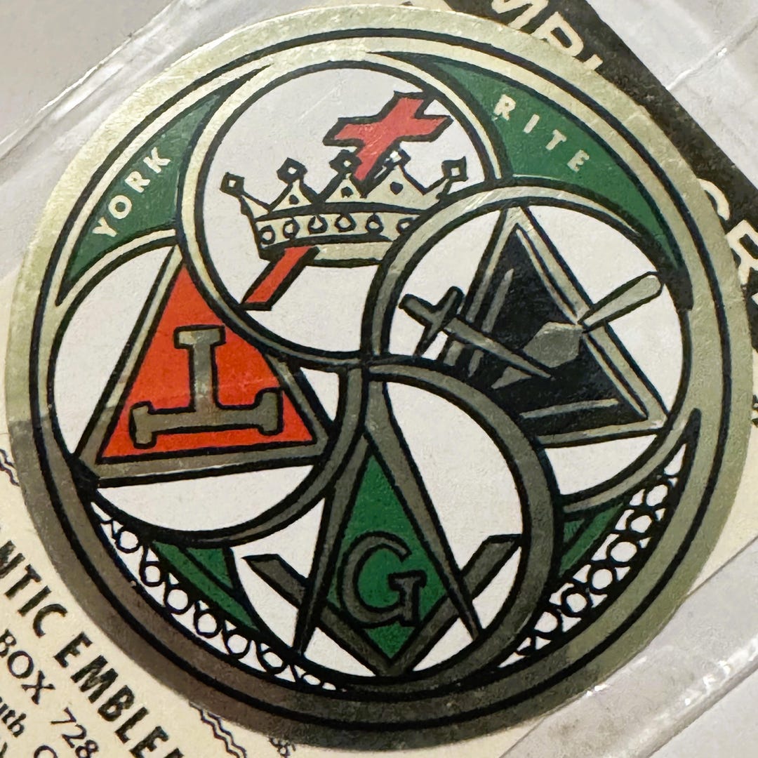 York Rite Decal Rare Vintage 1960s York Rite Freemasonry Decal - Sticker, Historic ...