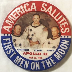 Vintage 1969 Apollo NASA First Men on Moon Pin Pinback
