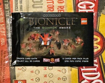 Vintage 2002 Bionicle Mighty Kids Happy Meal Bag NOS with LEGO Card Pack