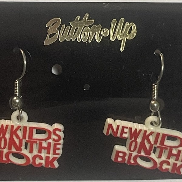 Rare Vintage 1990s New Kids on the Block Earrings, Boston, MA NKOTB White Red