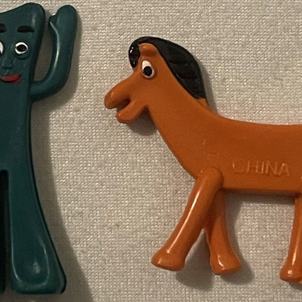 4 Vintage Gumby and Pokey Figurines 1970s - 1980s, Both Colors, Highly Collectible!