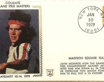 Vintage 1979 John McEnroe Embossed Stamped Envelope, First Rookie Masters Win!