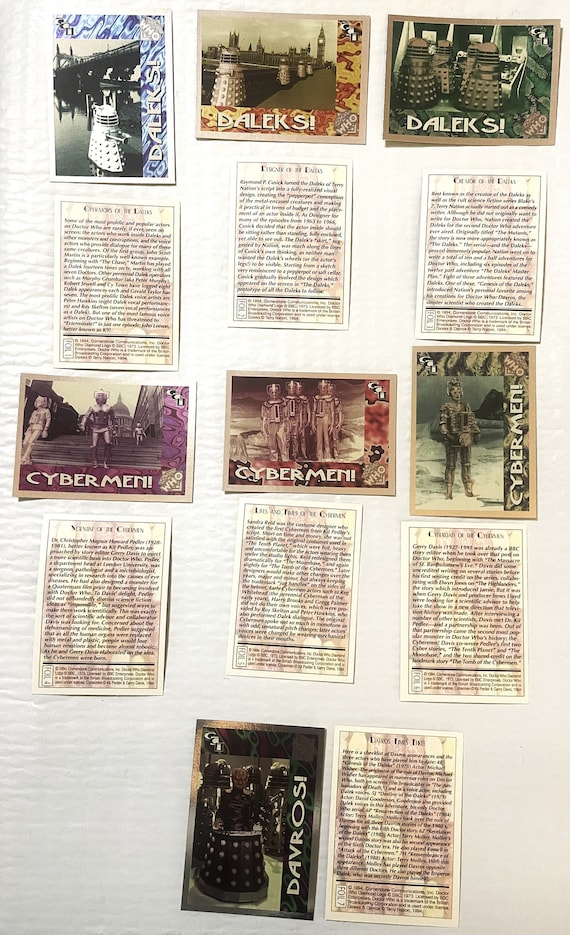 rare doctor who cards Vintage 1994 Doctor Who Complete Foil Card Set (cards 1–7) — BBC Licensed  Cornerstone Release