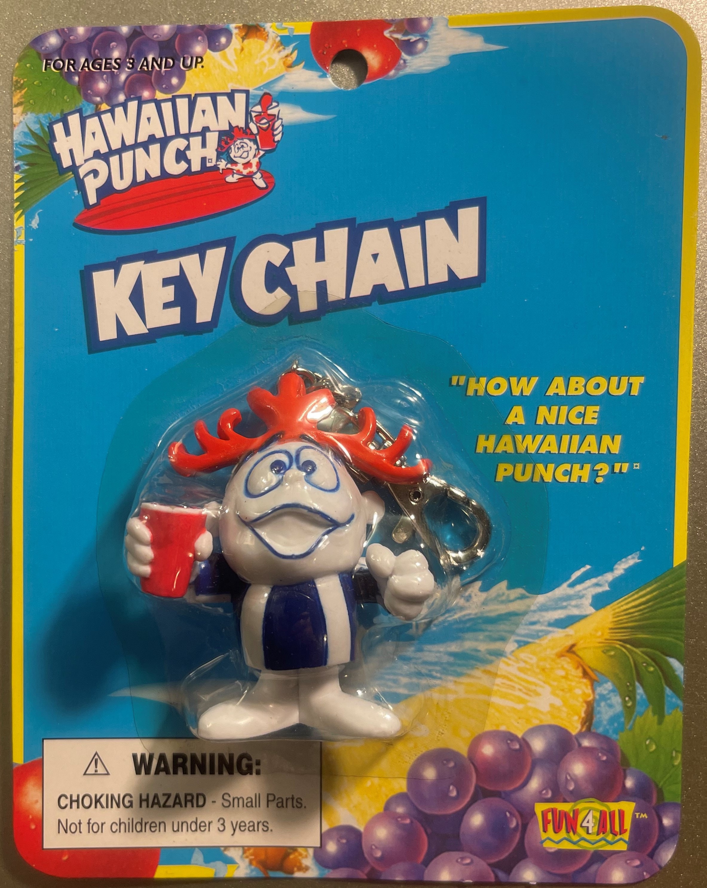 Vintage 1990s Hawaiian Punch Punchy Key Chain NOS Fun-4-all Mascot