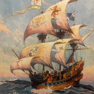 Original Genuine Vintage Print C1930 Nautical Sailing Ship Original Genuine Vintage Print C1930 Nautical Sailing Ship