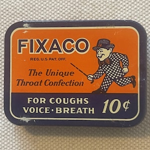 Antique Vintage 1930s Fixaco Medicine Tin - NOS Pharmacy Doctor Collectibles