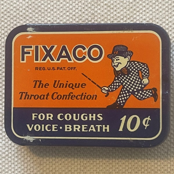 Antique Vintage 1930s Fixaco Medicine Tin - NOS Pharmacy Doctor Collectibles