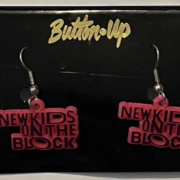 Rare Vintage 1990s New Kids on the Block Earrings, Boston, MA NKOTB Pink