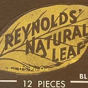 Rare Vintage 1970s Reynolds Natural Leaf Tobacco Box, Winston - Salem, NC