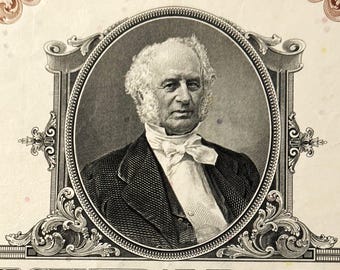 Certificado de acciones antiguo del ferrocarril New York Central, color marrón, con menos de 100 acciones.