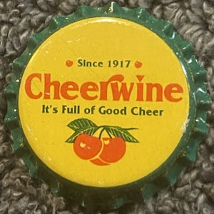 Vintage 1980s Cheerwine Bottle Cap, West Jefferson and Salisbury, NC