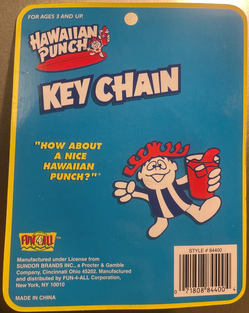vintage-1990s-hawaiian-punch-mascot-key-chain-nos-sealed-fun-4-all