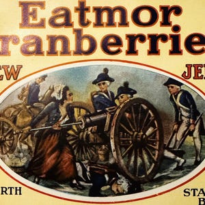 Rare Antique Vintage 1920s Monmouth Eatmor Cranberries Barrel Label, NY, NJ, CHI