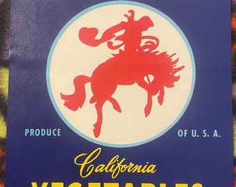 Antique Vintage 1940s Challenger Crate Label, Guadalupe, CA, Rodeo, Cowboy