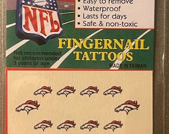 Vintage 1997 NFL Fingernail Tattoos Denver Broncos, It's Football Season!!!