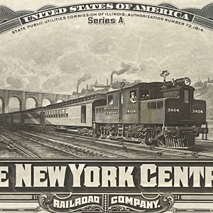 Antiguo certificado de bono de oro de la New York Central Railroad Company de 1913