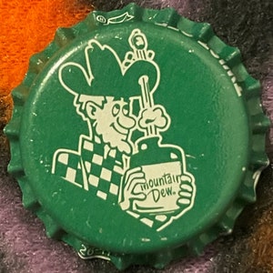 Vintage Mountain Dew Bottle Cap, Awesome Moonshiner, Hillbilly, Philadelphia, PA 1990s