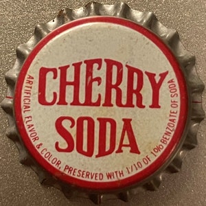 Antique Vintage Cherry Soda Cork Bottle Cap, 1950s