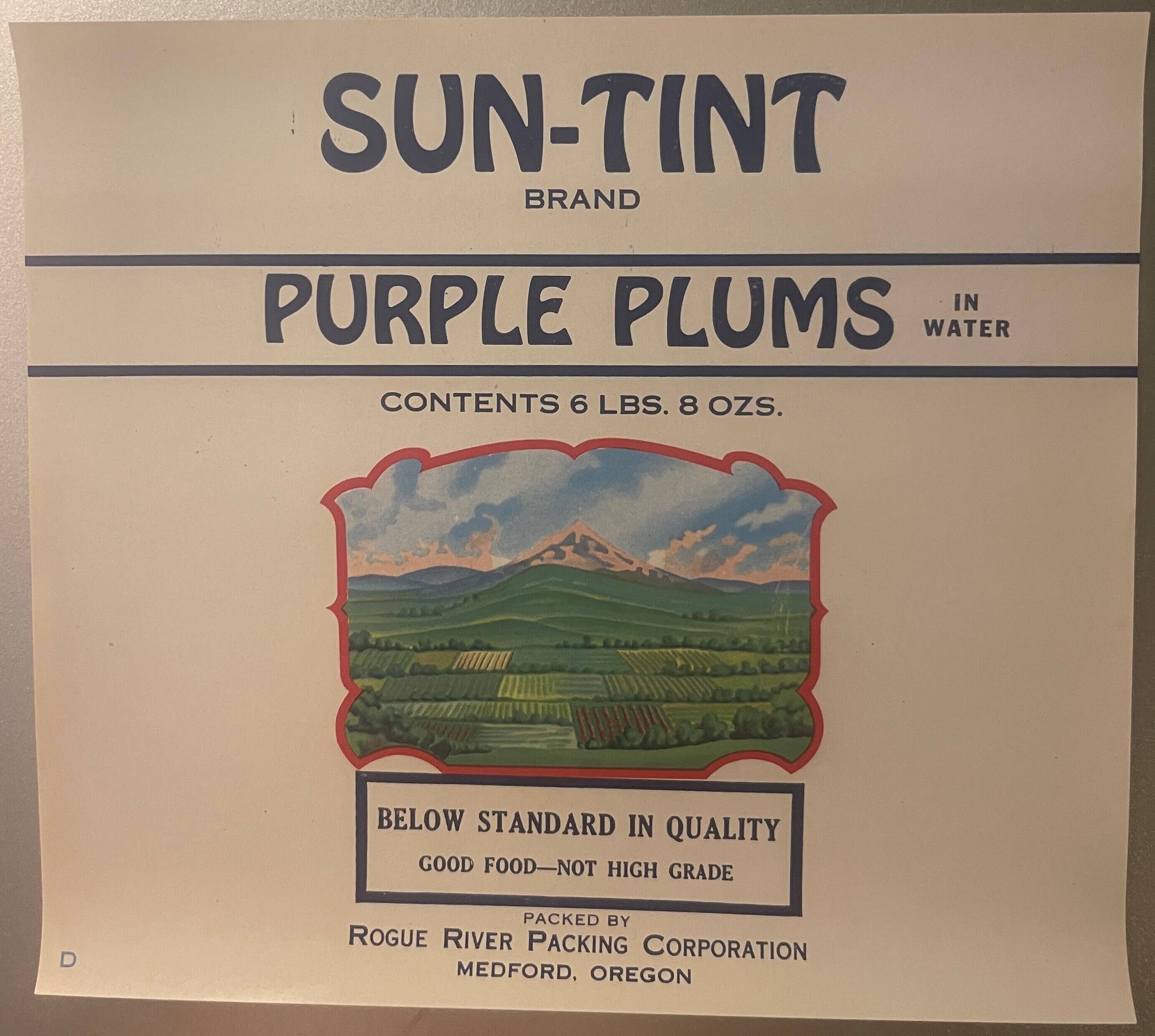 Bizarre 1930s Sun‑tint Purple Plums Label – “below Standard in Quality ...