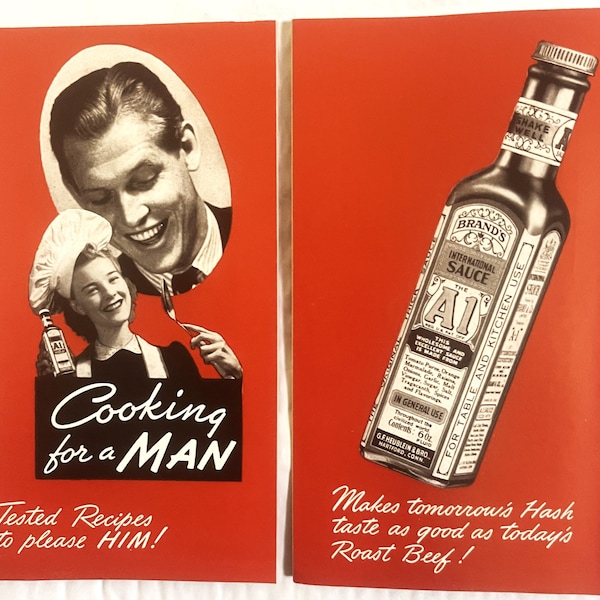 Vintage 1941 A1 Cooking for a Man Cookbook Advertising Ephemera Americana NOS