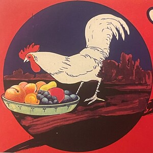 Antique Vintage 1930s Our Pick Crate Label Loomis, CA Chicken Rooster Farm Decor